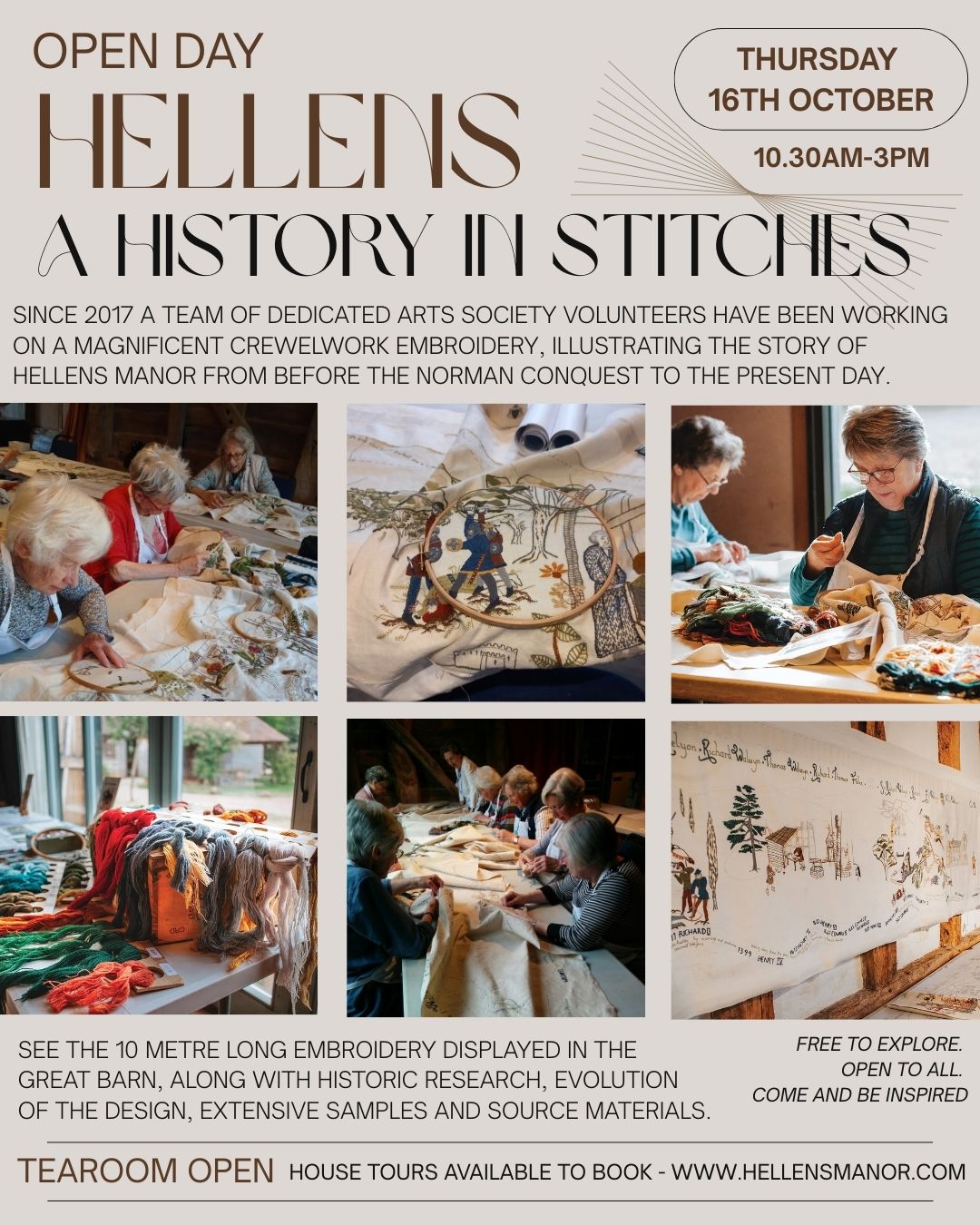 Hellens - A History In Stitches - Open Day
